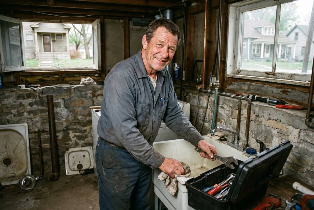 Licensed plumber installing a water heater in an Independence, Missouri home